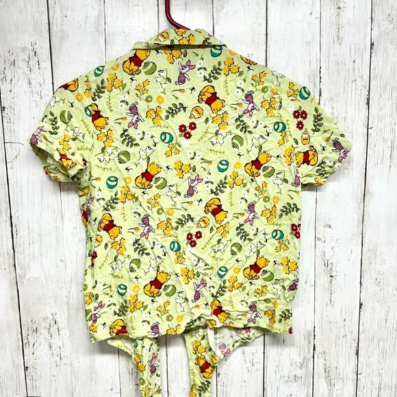 Disney Winnie SM The Pooh Cottagecore Floral Tie-Front Girls Woven Button-Up - Picture 4 of 4
